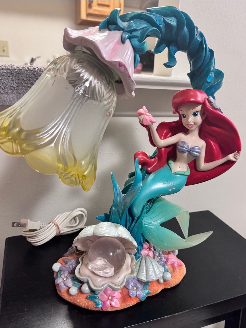 Disney Ariel Table Lamp in Teal, Red & Yellow 2004 Vintage